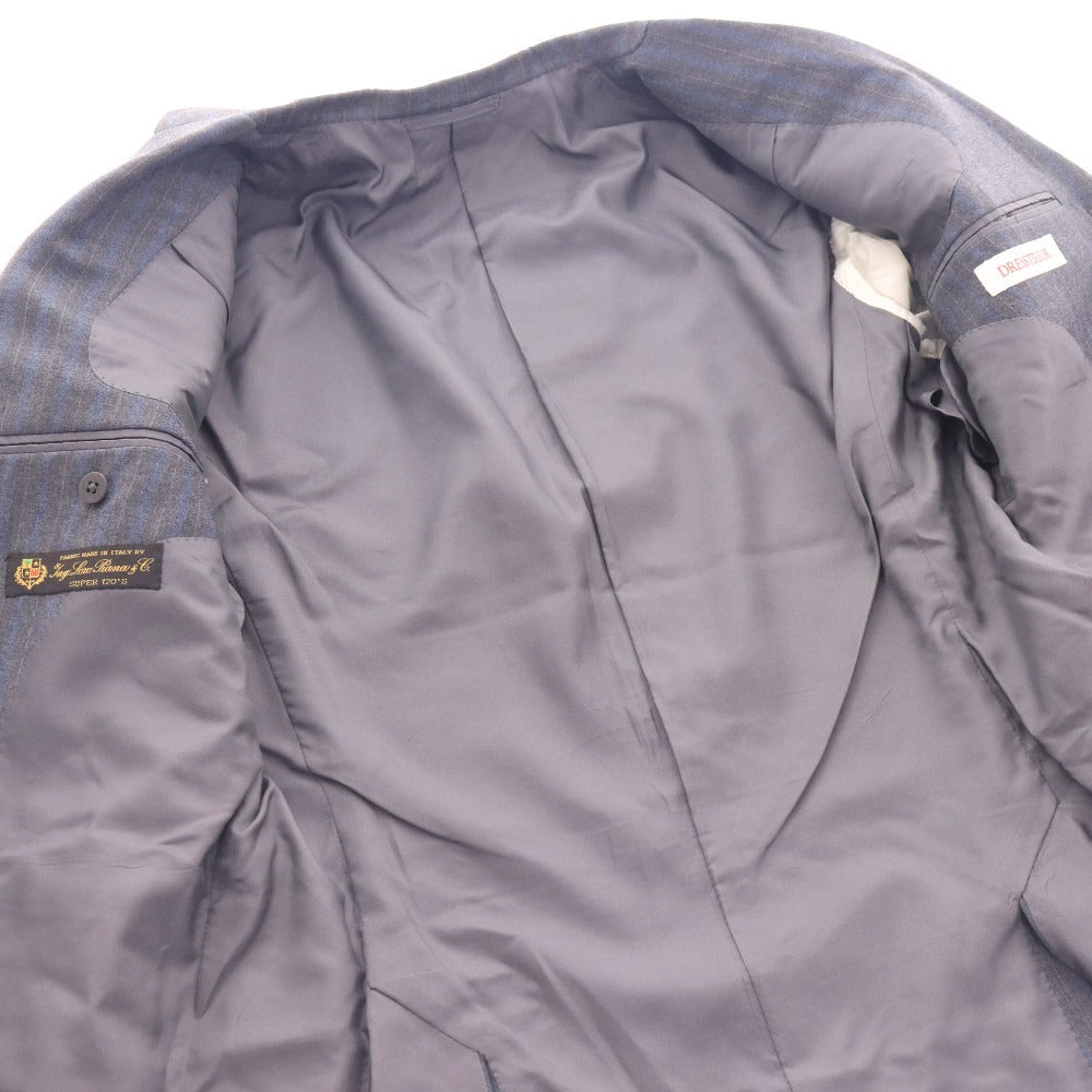 ■ ドレステリア スーツ セットアップ 長袖 ジャケット アウター パンツ ボトムス ストライプ柄 上下 メンズ 44 ネイビー ハンガー付き