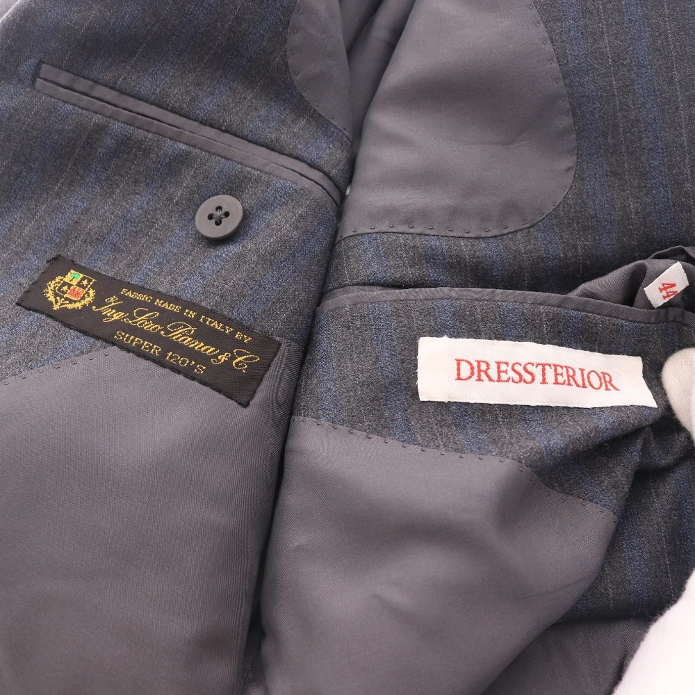 ■ ドレステリア スーツ セットアップ 長袖 ジャケット アウター パンツ ボトムス ストライプ柄 上下 メンズ 44 ネイビー ハンガー付き