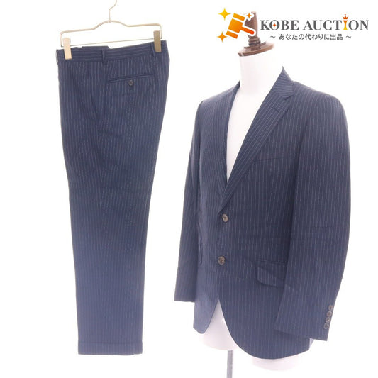 ■ TIMOTHYEVEREST ティモシー・エベレスト スーツ セットアップ 長袖 ジャケット パンツ 上下 ストライプ柄 日本製 メンズ PM ネイビー