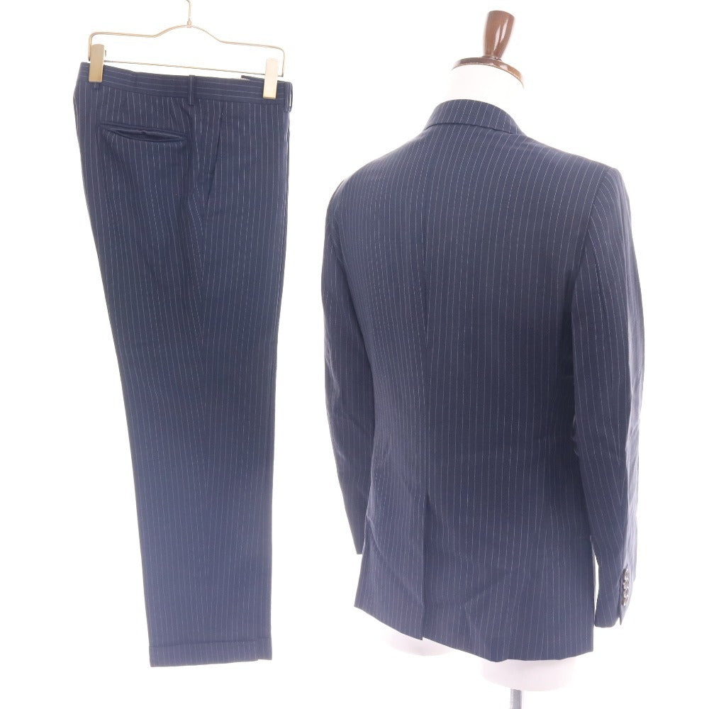 ■ TIMOTHYEVEREST ティモシー・エベレスト スーツ セットアップ 長袖 ジャケット パンツ 上下 ストライプ柄 日本製 メンズ PM ネイビー