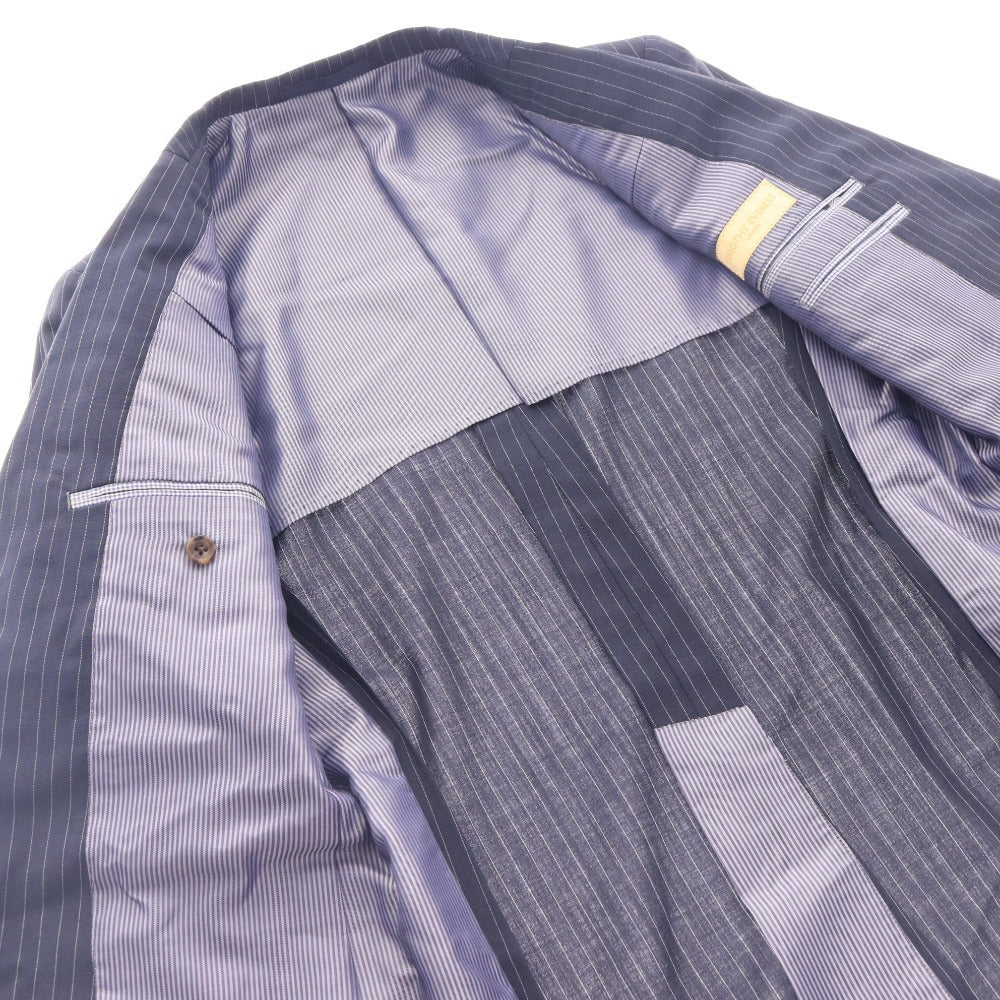 ■ TIMOTHYEVEREST ティモシー・エベレスト スーツ セットアップ 長袖 ジャケット パンツ 上下 ストライプ柄 日本製 メンズ PM ネイビー