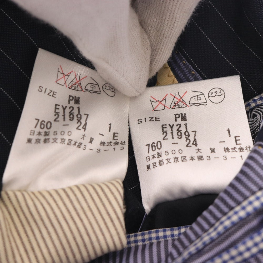 ■ TIMOTHYEVEREST ティモシー・エベレスト スーツ セットアップ 長袖 ジャケット パンツ 上下 ストライプ柄 日本製 メンズ PM ネイビー