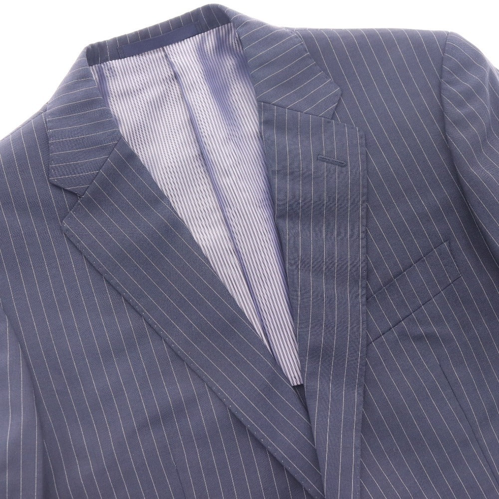 ■ TIMOTHYEVEREST ティモシー・エベレスト スーツ セットアップ 長袖 ジャケット パンツ 上下 ストライプ柄 日本製 メンズ PM ネイビー