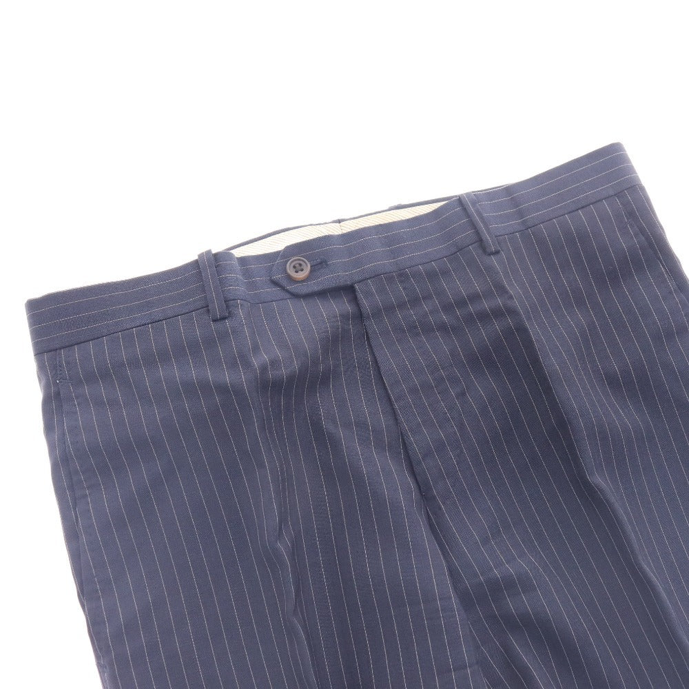 ■ TIMOTHYEVEREST ティモシー・エベレスト スーツ セットアップ 長袖 ジャケット パンツ 上下 ストライプ柄 日本製 メンズ PM ネイビー