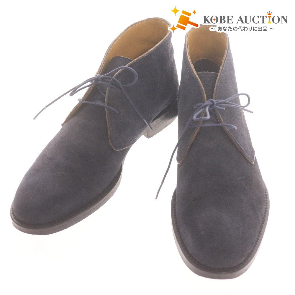 ■ タケオキクチ チャッカブーツ 靴 ハイカット スエード メンズ 60（26.0cm相当） ネイビー 箱付き