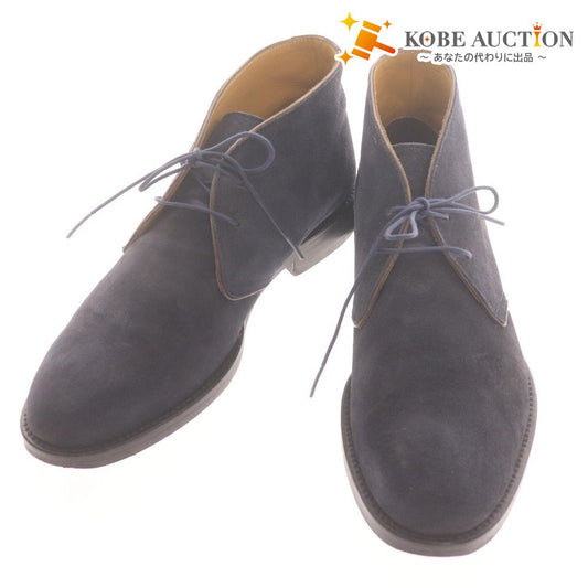 ■ タケオキクチ チャッカブーツ 靴 ハイカット スエード メンズ 60（26.0cm相当） ネイビー 箱付き