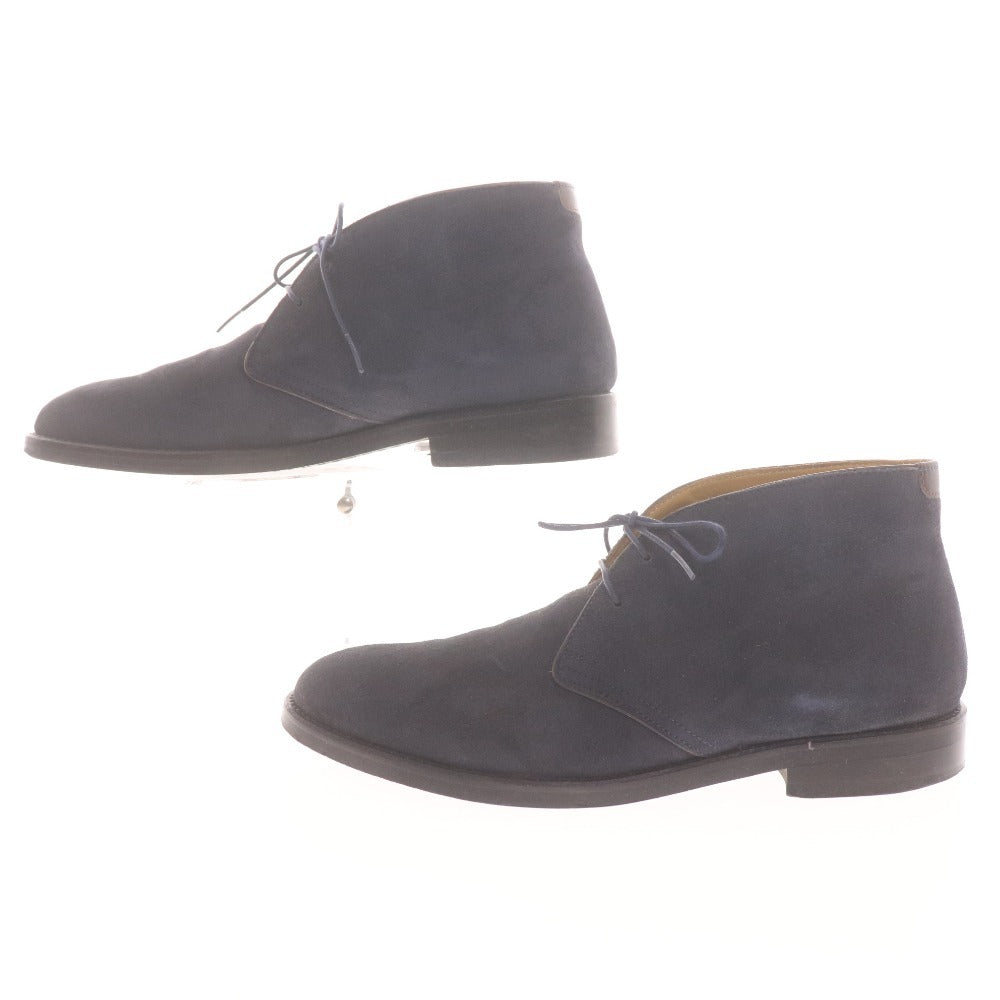 ■ タケオキクチ チャッカブーツ 靴 ハイカット スエード メンズ 60（26.0cm相当） ネイビー 箱付き