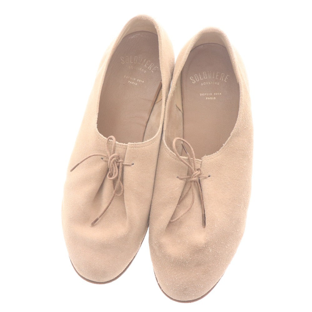 ■ ソロヴィエール フラットシューズ 靴 スエード メンズ 40（25.5-26cm相当）ベージュ 付属品付き
