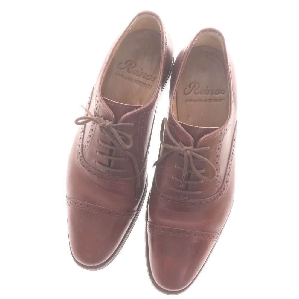 ■ レイノス Reinos produced by MEERMIN ビジネスシューズ RM301-002 靴 ストレートチップ メンズ 7 1/2（26cm相当） ボルドー系