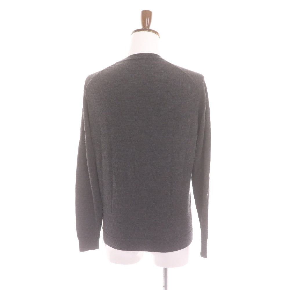 ■ EDIFICE Le plus eleve エディフィス カーディガン 長袖 トップス アウター Vネック ボタン ロゴ メンズ 46 (S相当) ダークグレー