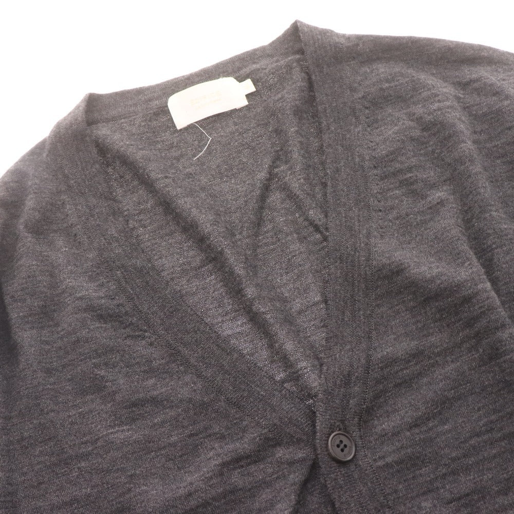 ■ EDIFICE Le plus eleve エディフィス カーディガン 長袖 トップス アウター Vネック ボタン ロゴ メンズ 46 (S相当) ダークグレー
