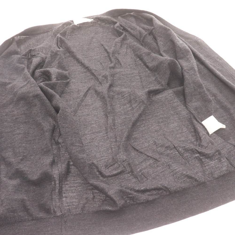 ■ EDIFICE Le plus eleve エディフィス カーディガン 長袖 トップス アウター Vネック ボタン ロゴ メンズ 46 (S相当) ダークグレー