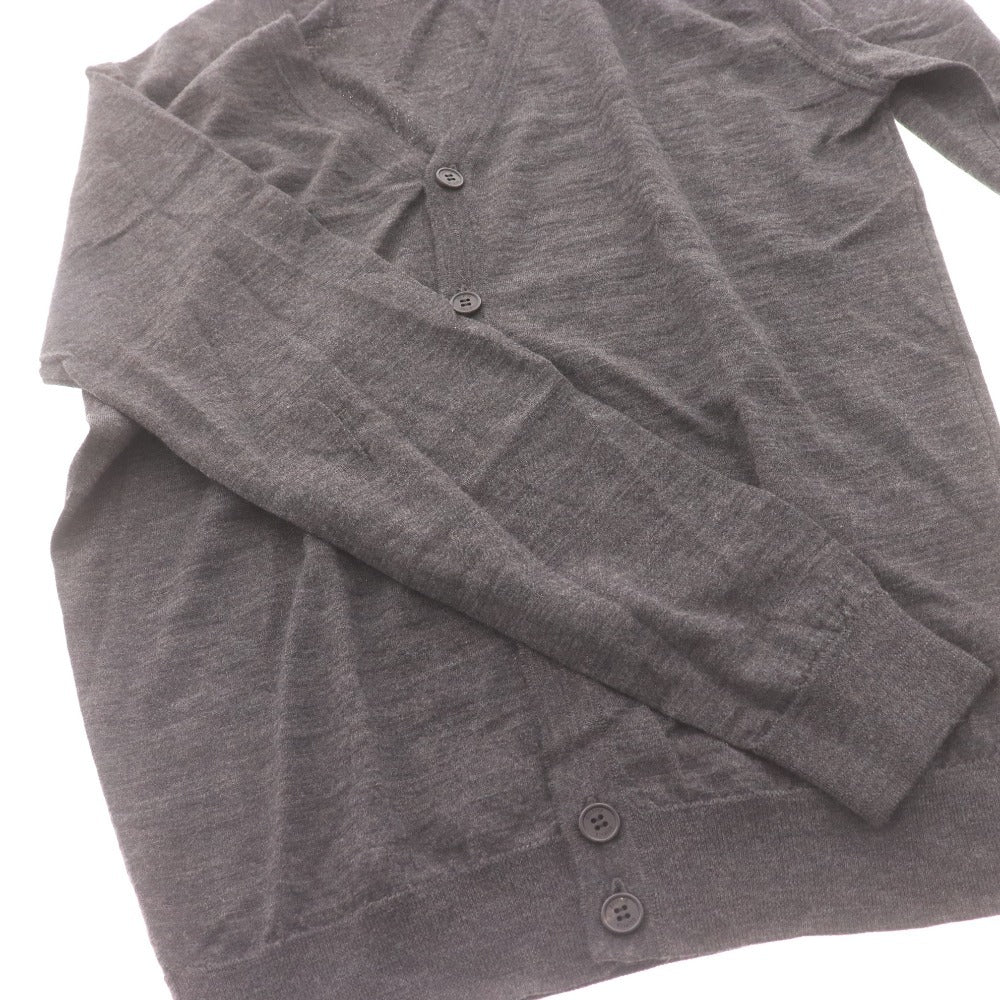 ■ EDIFICE Le plus eleve エディフィス カーディガン 長袖 トップス アウター Vネック ボタン ロゴ メンズ 46 (S相当) ダークグレー