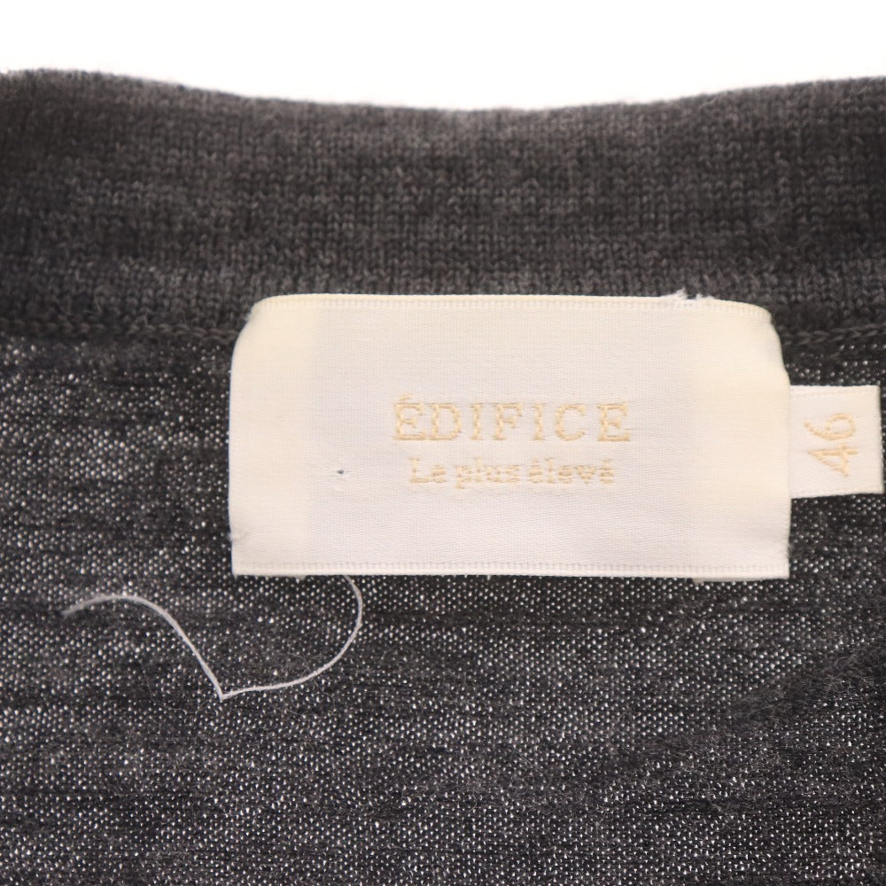 ■ EDIFICE Le plus eleve エディフィス カーディガン 長袖 トップス アウター Vネック ボタン ロゴ メンズ 46 (S相当) ダークグレー