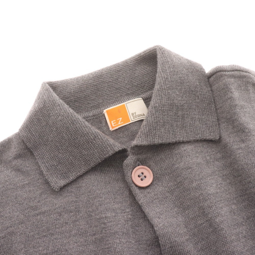 ■ EZ BY ZEGNA エルメネジルド ゼニア カーディガン 長袖 トップス アウター 襟 メンズ レディース 実寸Sサイズ相当 グレー