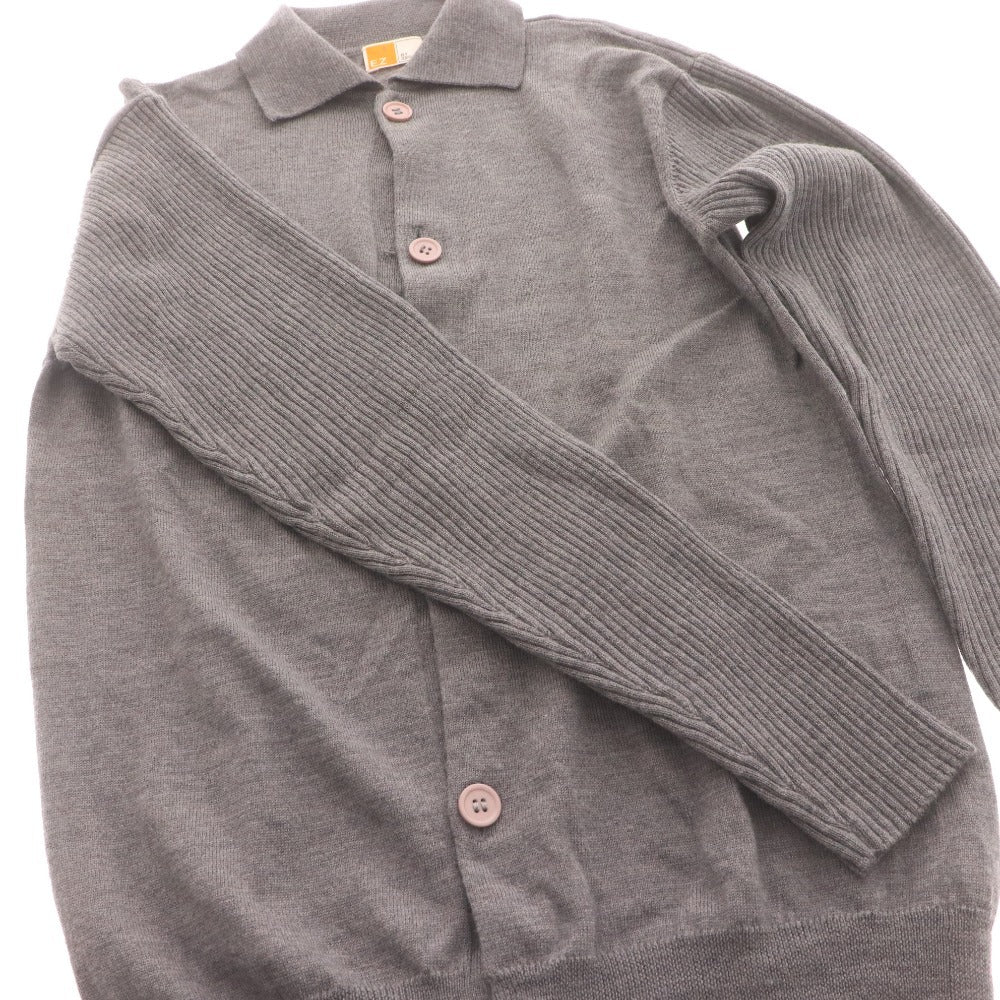 ■ EZ BY ZEGNA エルメネジルド ゼニア カーディガン 長袖 トップス アウター 襟 メンズ レディース 実寸Sサイズ相当 グレー