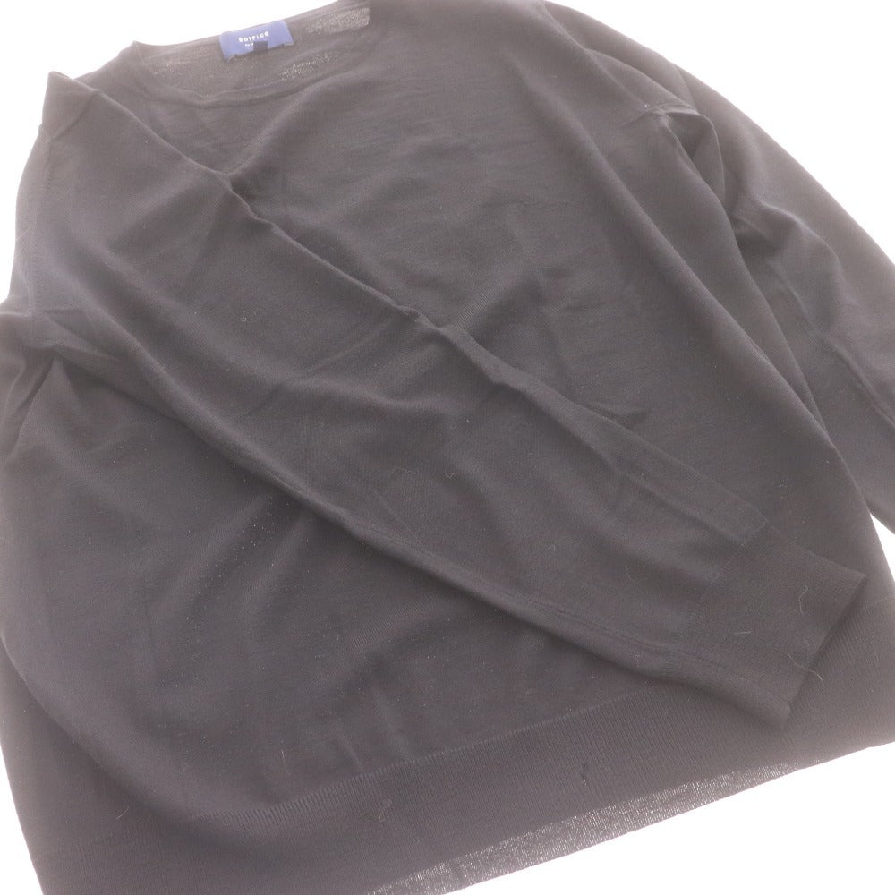 ■ EDIFICE Le plus eleve エディフィス Tシャツ 長袖 トップス 丸首 ウール100% メンズ M ブラック 黒