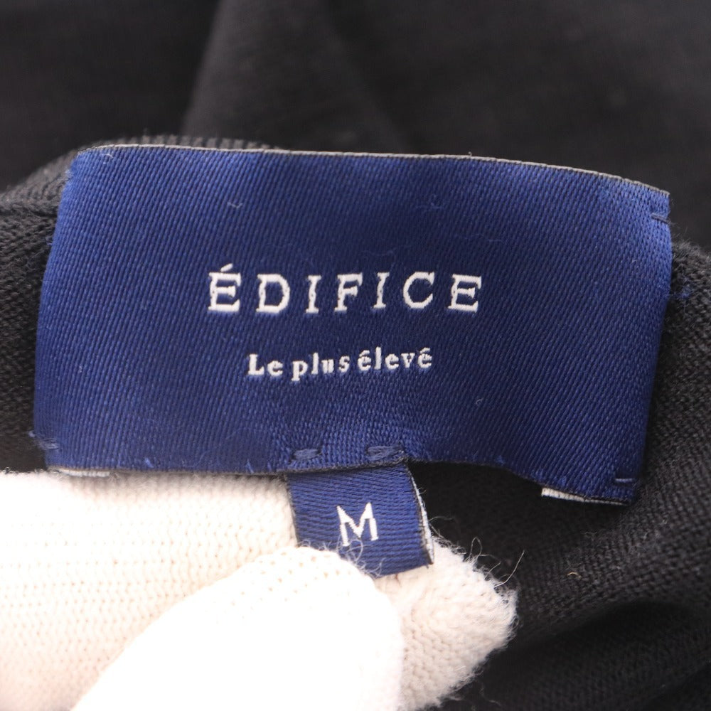 ■ EDIFICE Le plus eleve エディフィス Tシャツ 長袖 トップス 丸首 ウール100% メンズ M ブラック 黒