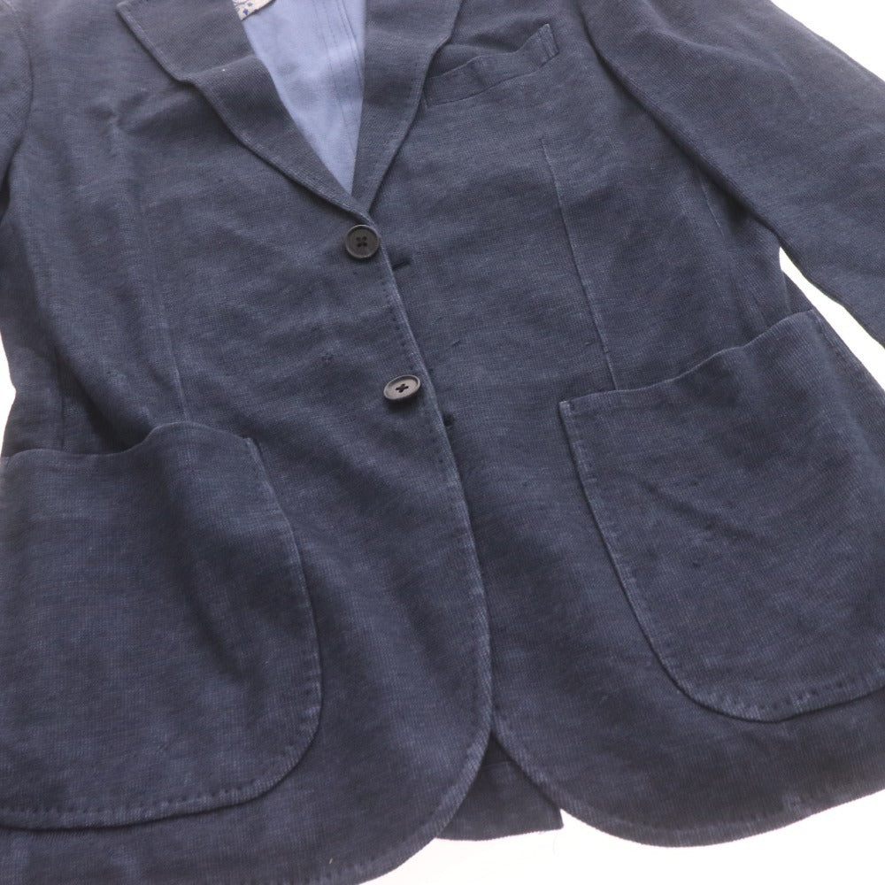 ■ ETONNE エトネ テーラードジャケット 長袖 アウター 襟 フロントボタン 裏地総柄 メンズ M ネイビー