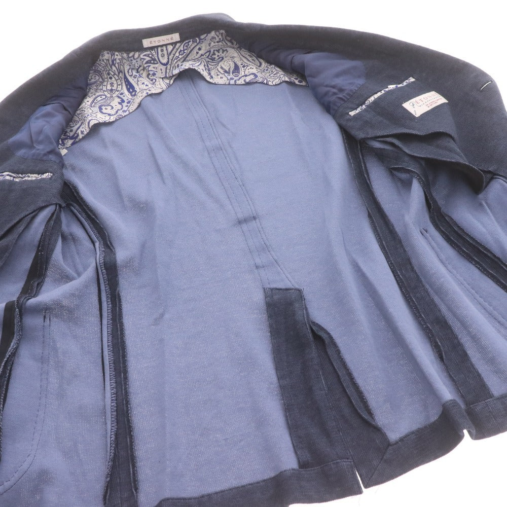 ■ ETONNE エトネ テーラードジャケット 長袖 アウター 襟 フロントボタン 裏地総柄 メンズ M ネイビー