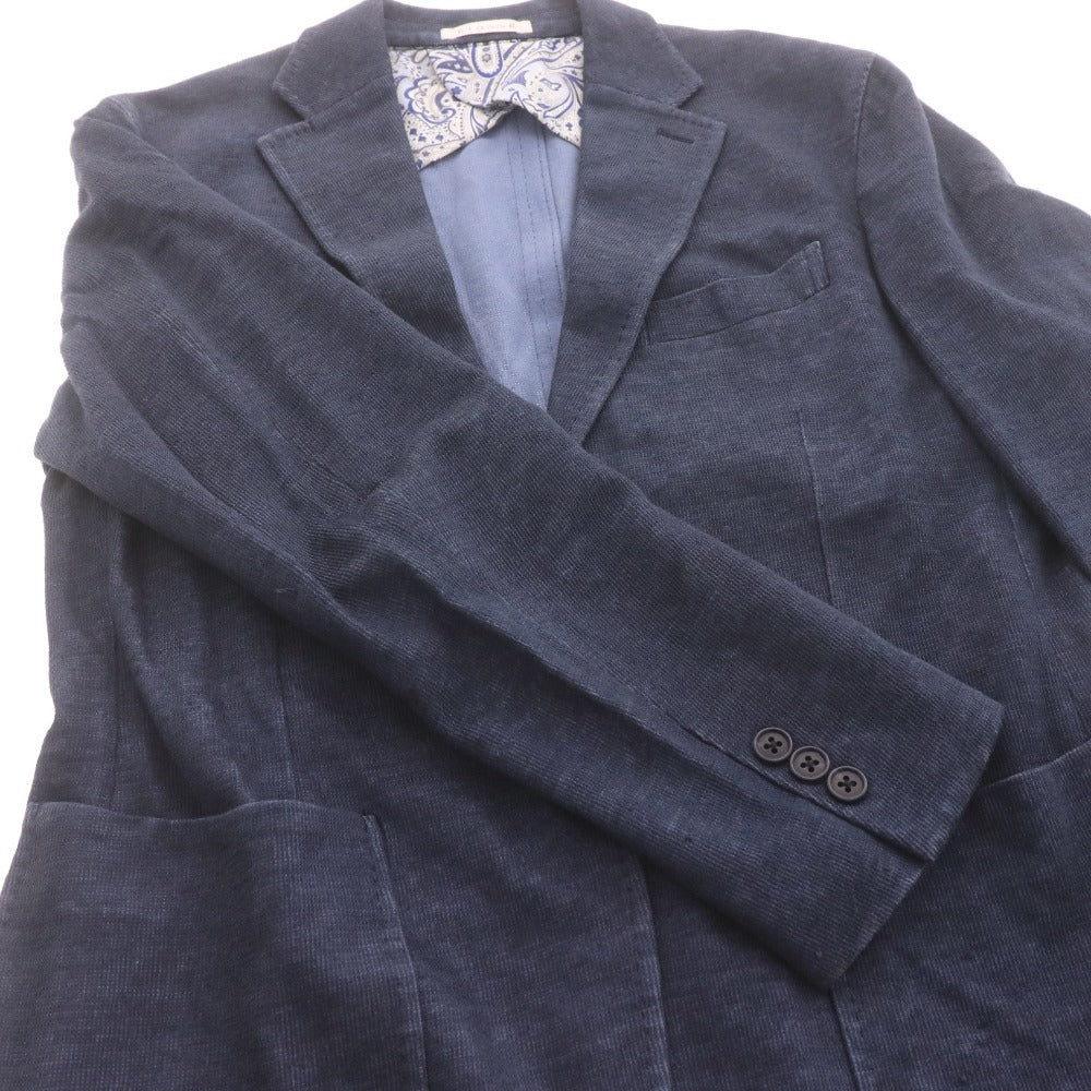 ■ ETONNE エトネ テーラードジャケット 長袖 アウター 襟 フロントボタン 裏地総柄 メンズ M ネイビー
