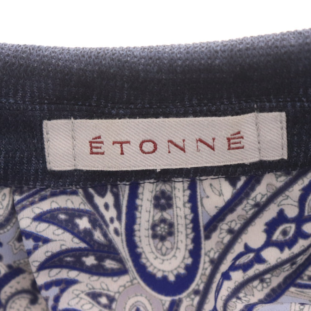 ■ ETONNE エトネ テーラードジャケット 長袖 アウター 襟 フロントボタン 裏地総柄 メンズ M ネイビー