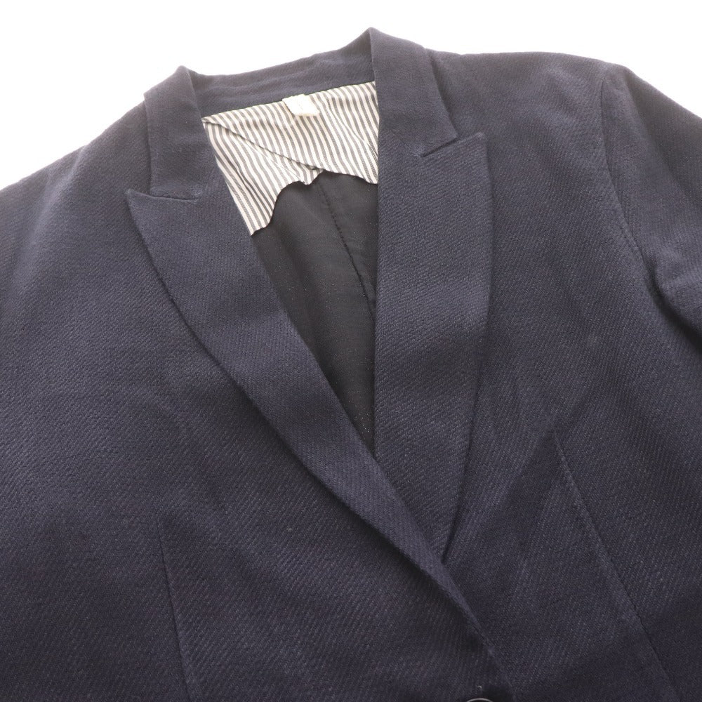 ■ ESTNATION エストネーション テーラードジャケット 長袖 アウター 襟 フロントボタン 裏地ストライプ柄 メンズ 46 (M～L相当)ネイビー