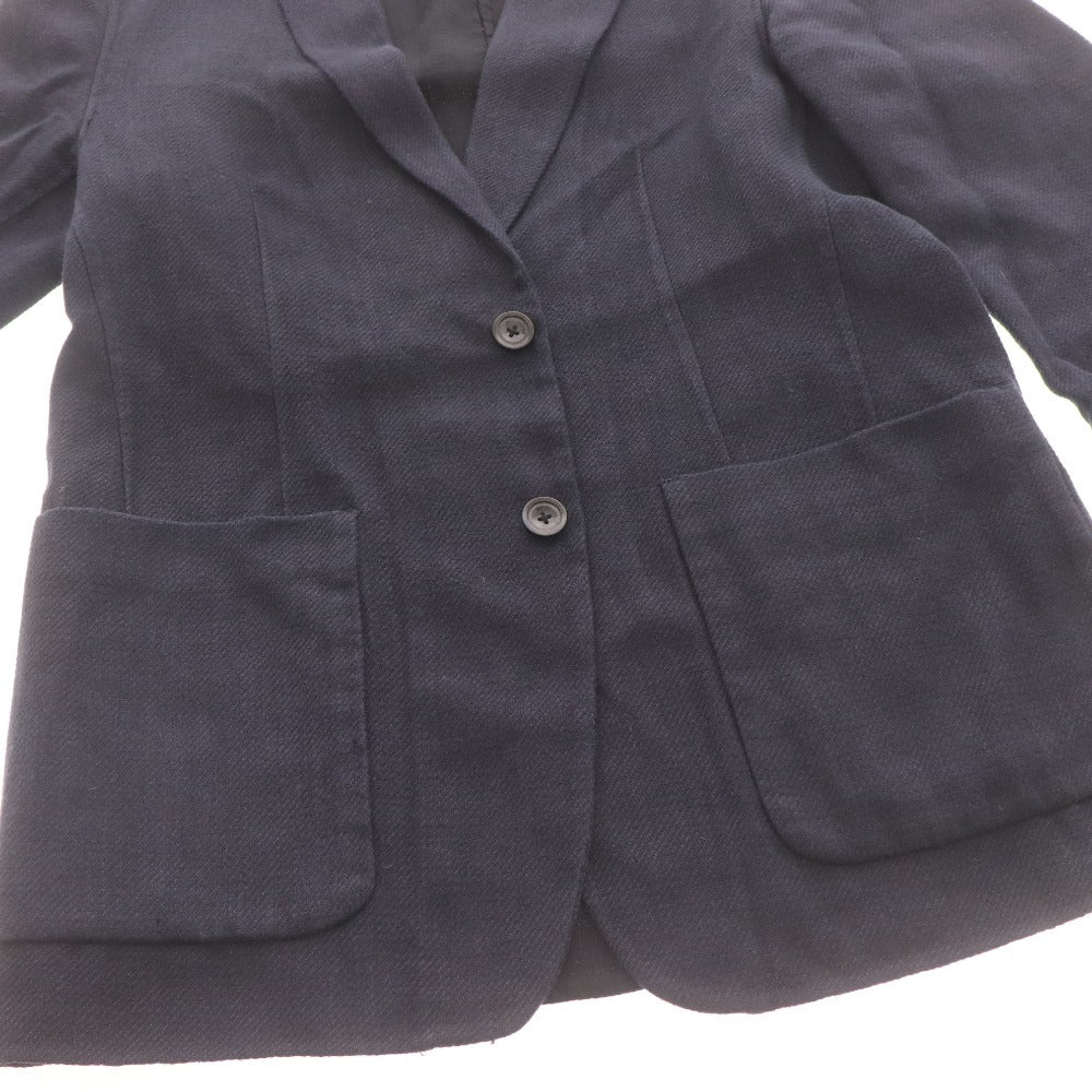 ■ ESTNATION エストネーション テーラードジャケット 長袖 アウター 襟 フロントボタン 裏地ストライプ柄 メンズ 46 (M～L相当)ネイビー