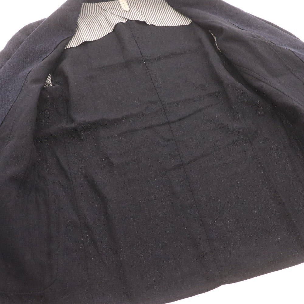 ■ ESTNATION エストネーション テーラードジャケット 長袖 アウター 襟 フロントボタン 裏地ストライプ柄 メンズ 46 (M～L相当)ネイビー