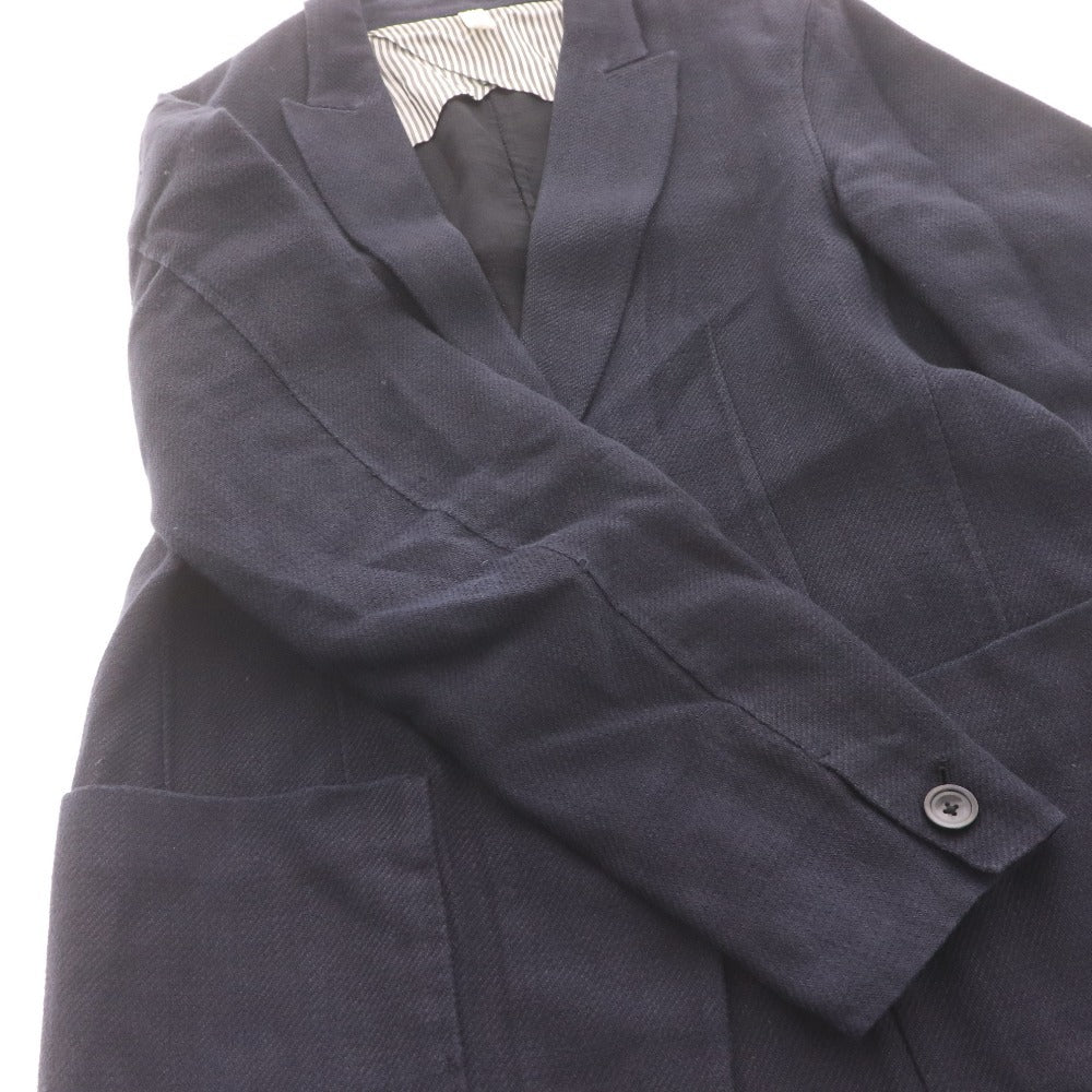 ■ ESTNATION エストネーション テーラードジャケット 長袖 アウター 襟 フロントボタン 裏地ストライプ柄 メンズ 46 (M～L相当)ネイビー