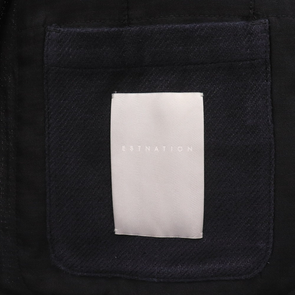 ■ ESTNATION エストネーション テーラードジャケット 長袖 アウター 襟 フロントボタン 裏地ストライプ柄 メンズ 46 (M～L相当)ネイビー