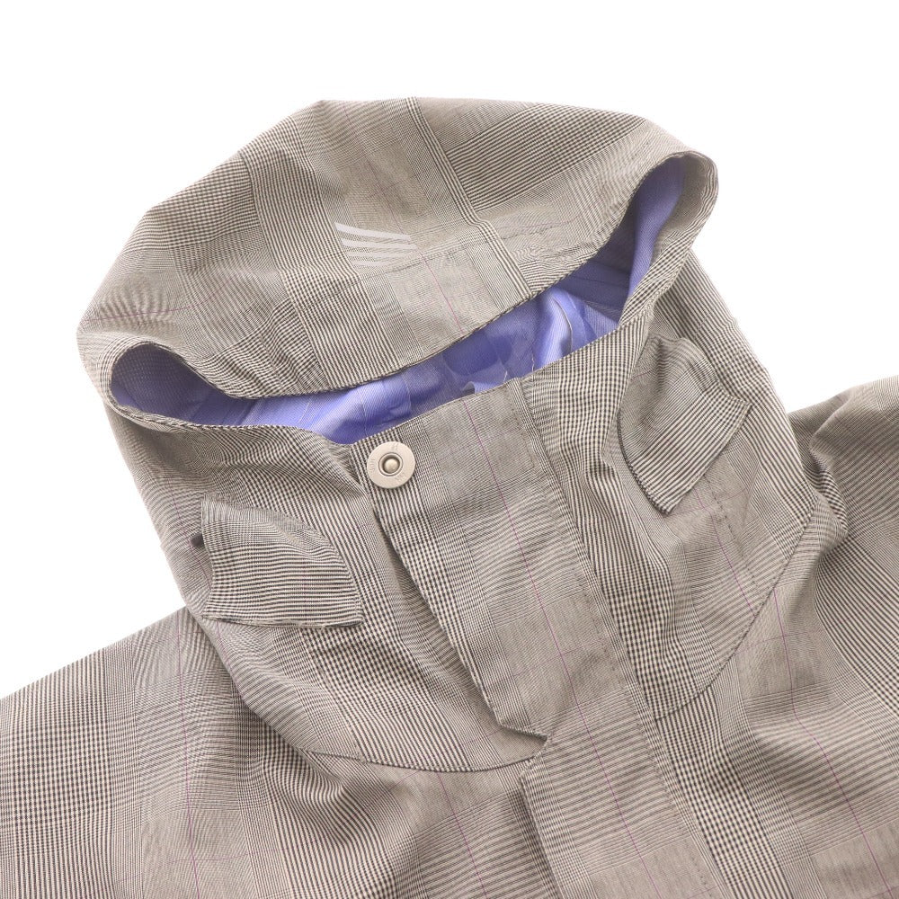 ■ HELLY HANSEN ヘリーハンセン レインコート ジャケット 長袖 アウター フード チェック柄 ファスナー 防水 雨具 メンズ M ベージュ系