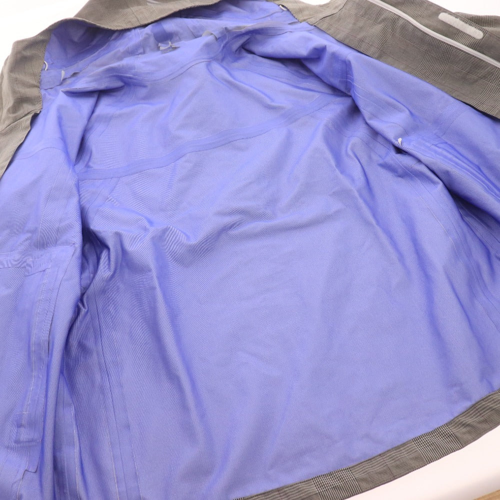 ■ HELLY HANSEN ヘリーハンセン レインコート ジャケット 長袖 アウター フード チェック柄 ファスナー 防水 雨具 メンズ M ベージュ系