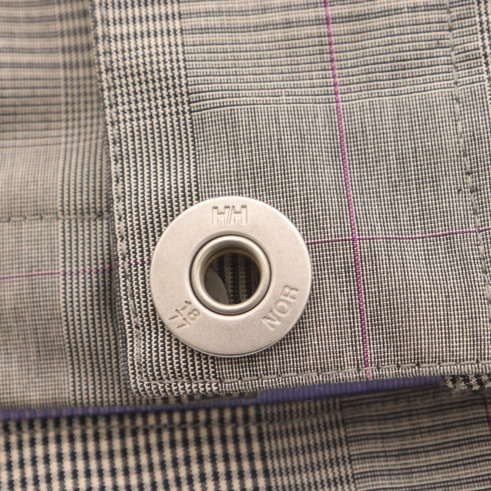 ■ HELLY HANSEN ヘリーハンセン レインコート ジャケット 長袖 アウター フード チェック柄 ファスナー 防水 雨具 メンズ M ベージュ系