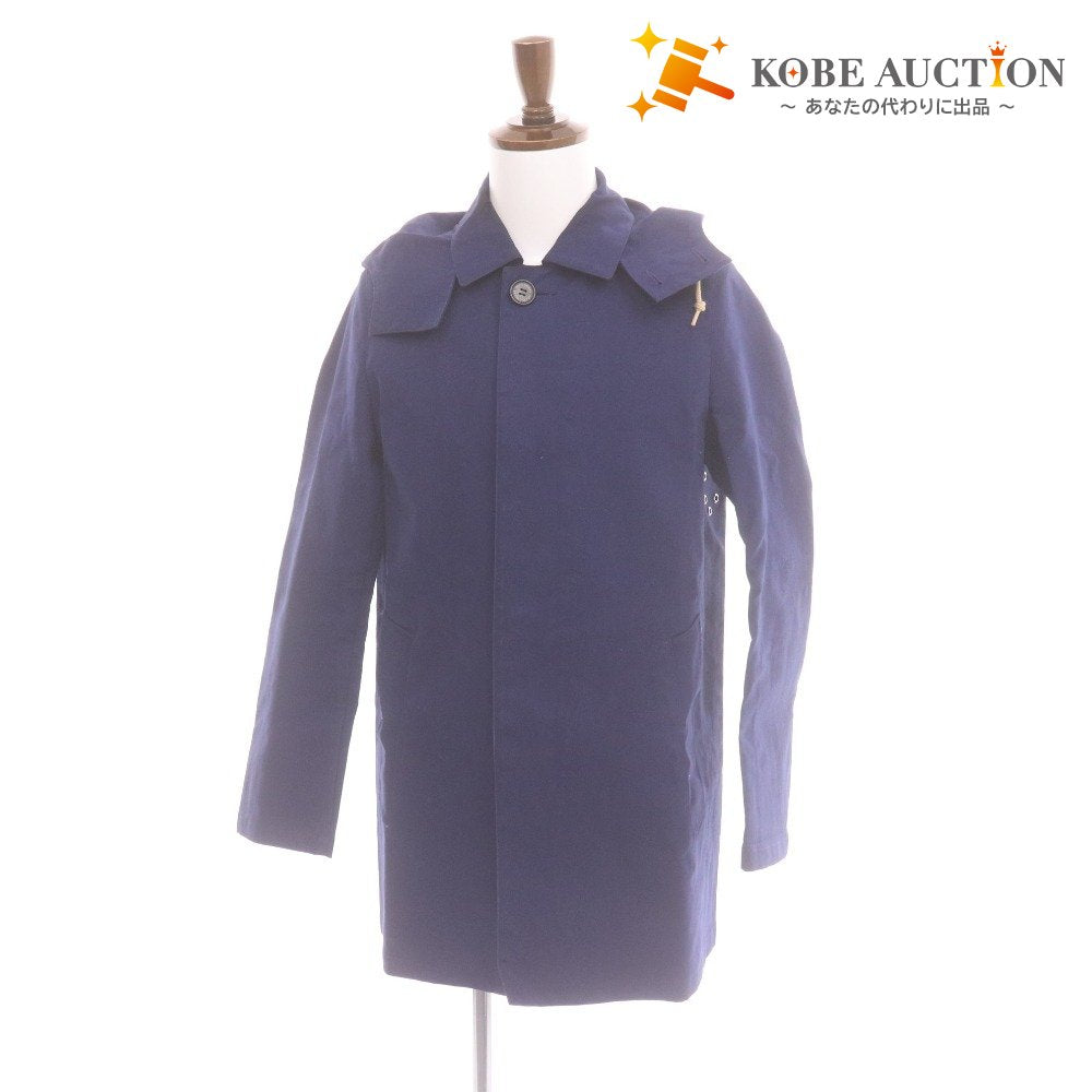 ■ Traditional Weatherwear ジャケット コート 長袖 アウター 襟 フード取り外し可 撥水加工 ボタン ロゴ メンズ 36 (S～M相当) ネイビー