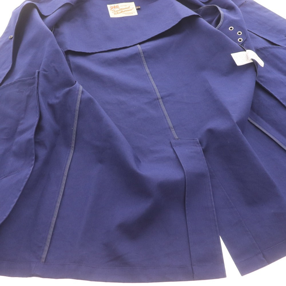 ■ Traditional Weatherwear ジャケット コート 長袖 アウター 襟 フード取り外し可 撥水加工 ボタン ロゴ メンズ 36 (S～M相当) ネイビー