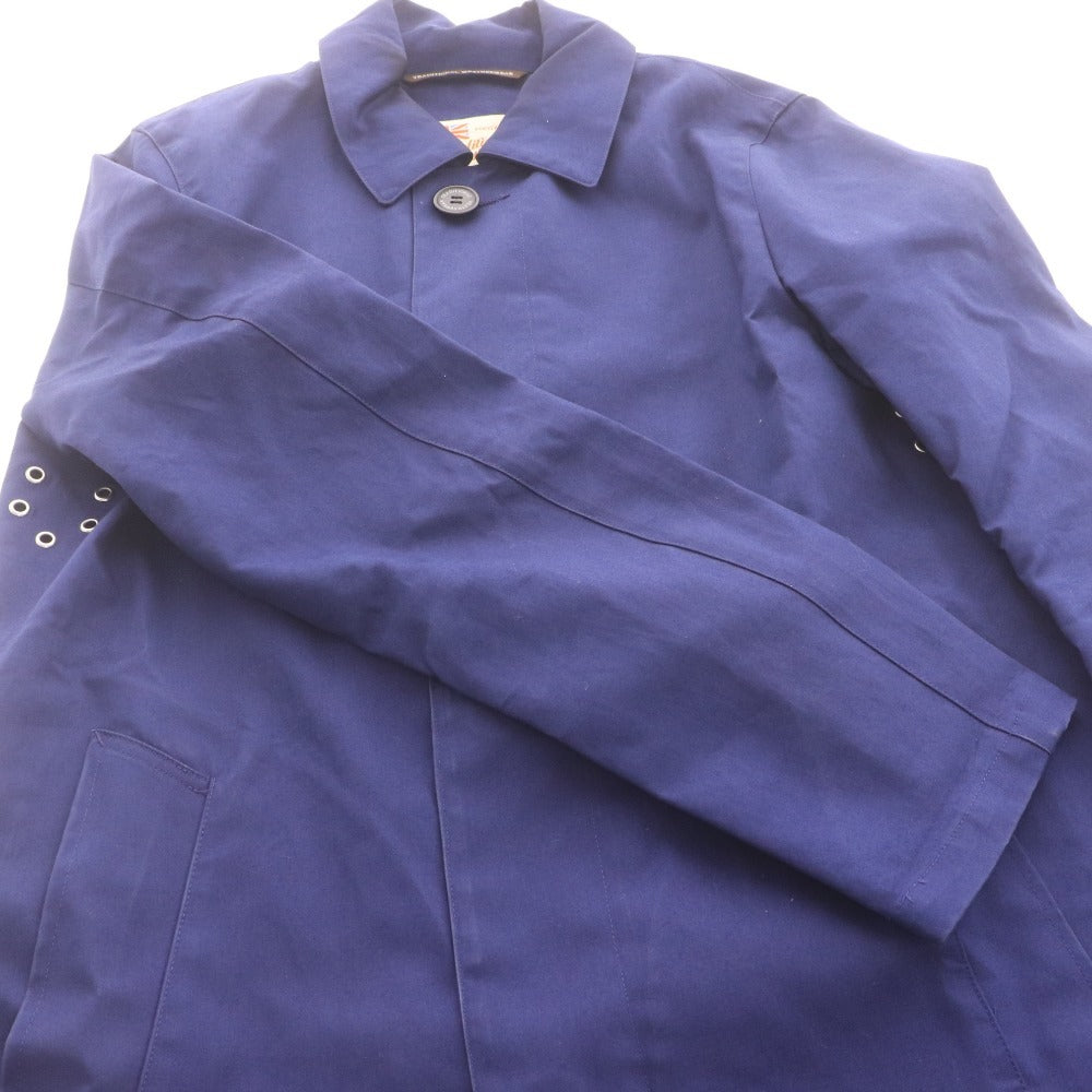 ■ Traditional Weatherwear ジャケット コート 長袖 アウター 襟 フード取り外し可 撥水加工 ボタン ロゴ メンズ 36 (S～M相当) ネイビー