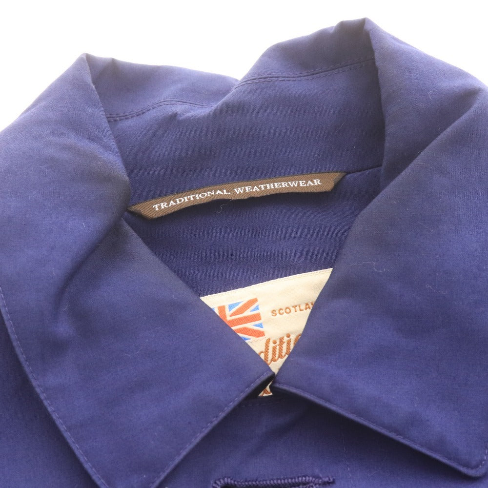 ■ Traditional Weatherwear ジャケット コート 長袖 アウター 襟 フード取り外し可 撥水加工 ボタン ロゴ メンズ 36 (S～M相当) ネイビー