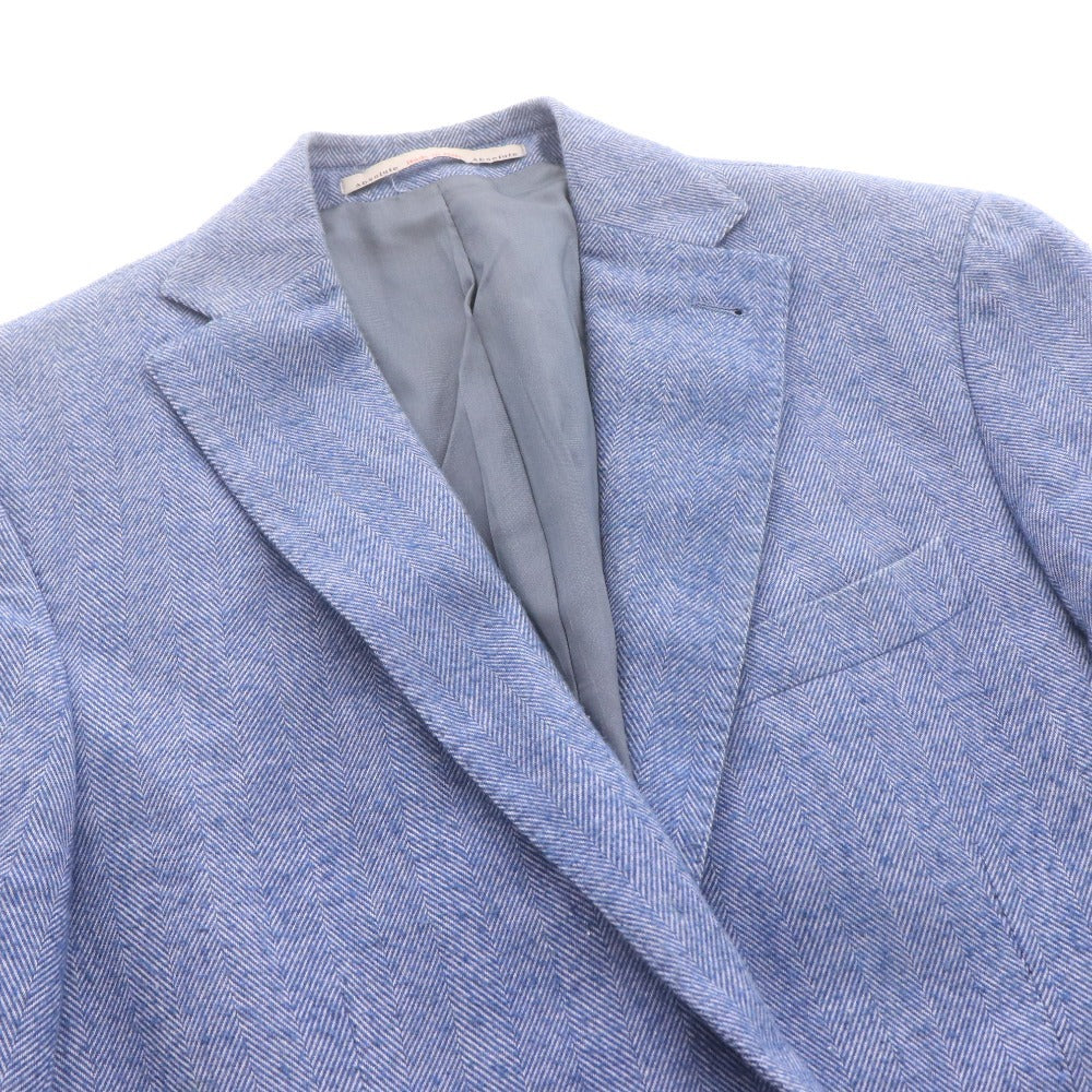 ■ Cantarelli Absolute Jacket カンタレリ テーラードジャケット 長袖 アウター 襟 胸ポケット 総柄 メンズ 46 (S～M相当) ネイビー系