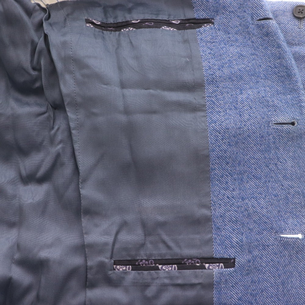 ■ Cantarelli Absolute Jacket カンタレリ テーラードジャケット 長袖 アウター 襟 胸ポケット 総柄 メンズ 46 (S～M相当) ネイビー系