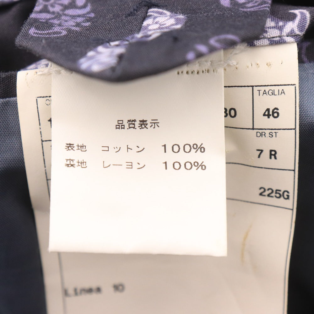 ■ Cantarelli Absolute Jacket カンタレリ テーラードジャケット 長袖 アウター 襟 胸ポケット 総柄 メンズ 46 (S～M相当) ネイビー系