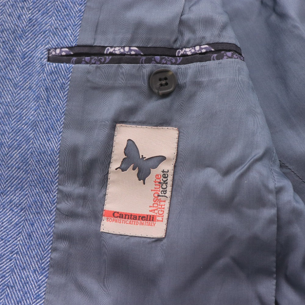 ■ Cantarelli Absolute Jacket カンタレリ テーラードジャケット 長袖 アウター 襟 胸ポケット 総柄 メンズ 46 (S～M相当) ネイビー系