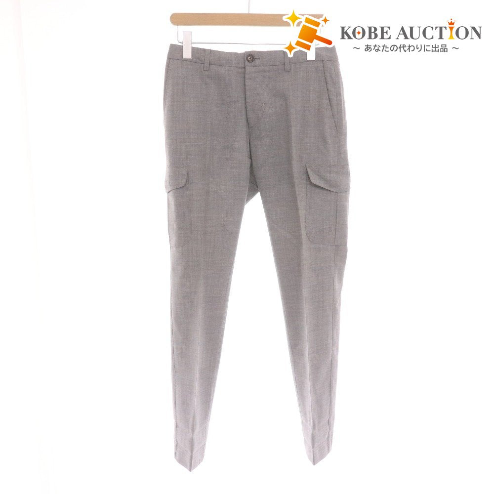 ■ EDIFICE エディフィス スラックスパンツ ボトムス 総柄 日本製 メンズ 44 (Mサイズ相当) ライトグレー