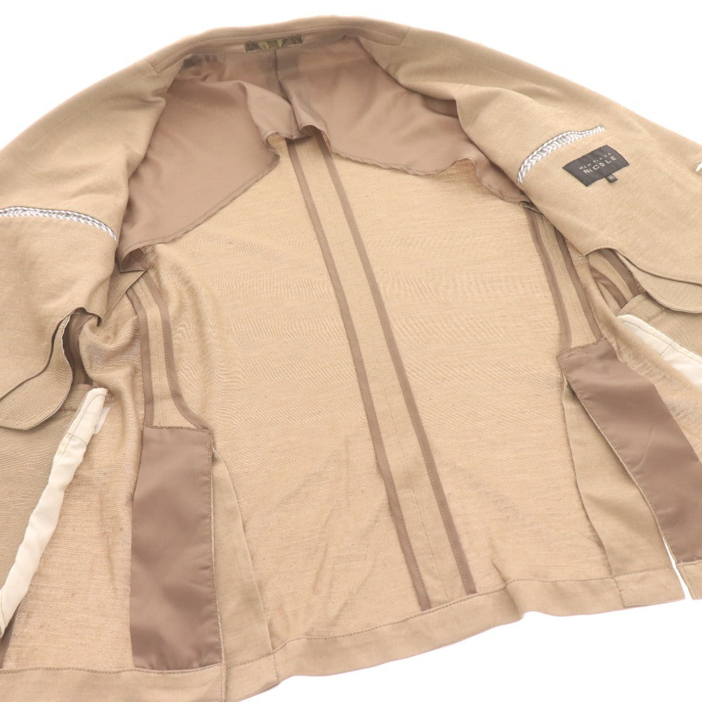 ■ NICOLE ニコル テーラードジャケット 長袖 アウター 襟 フロントボタン 胸ポケット メンズ 46 (Mサイズ相当) ベージュ系