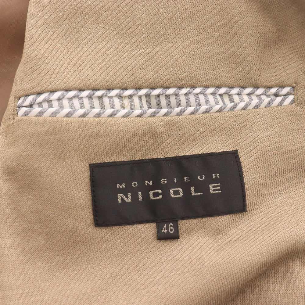 ■ NICOLE ニコル テーラードジャケット 長袖 アウター 襟 フロントボタン 胸ポケット メンズ 46 (Mサイズ相当) ベージュ系