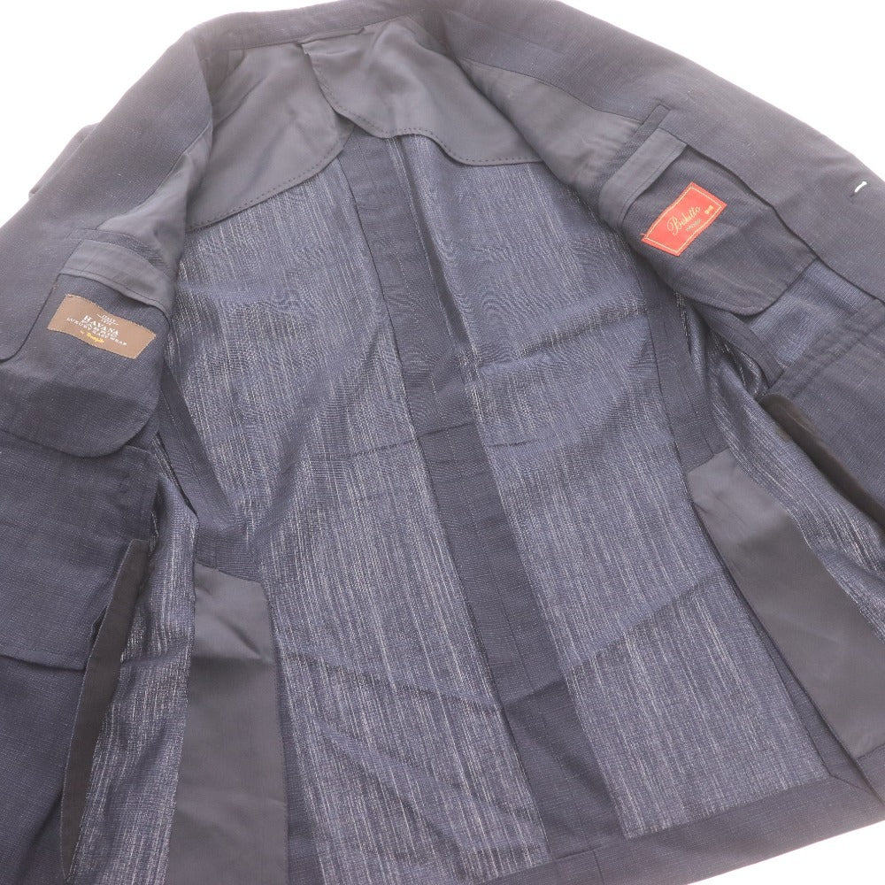 ■ HAVANA Marzotto ハバナ マルゾット スーツ セットアップ 上下 長袖 ジャケット アウター 46-8Drop S～M ボトムス パンツ S ネイビー系