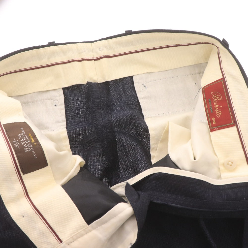 ■ HAVANA Marzotto ハバナ マルゾット スーツ セットアップ 上下 長袖 ジャケット アウター 46-8Drop S～M ボトムス パンツ S ネイビー系