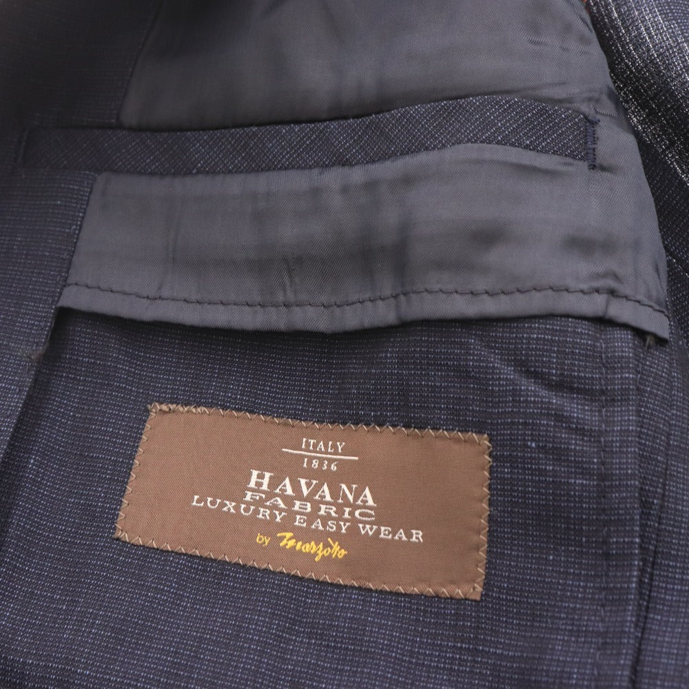■ HAVANA Marzotto ハバナ マルゾット スーツ セットアップ 上下 長袖 ジャケット アウター 46-8Drop S～M ボトムス パンツ S ネイビー系