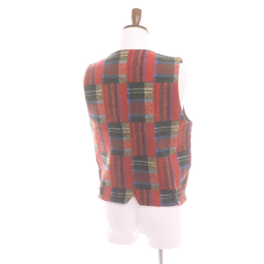 ■ BERT PULITZER バートピューリッツアー ニットベスト ノースリーブ トップス ボタン チェック柄 メンズ M マルチカラー レッド系