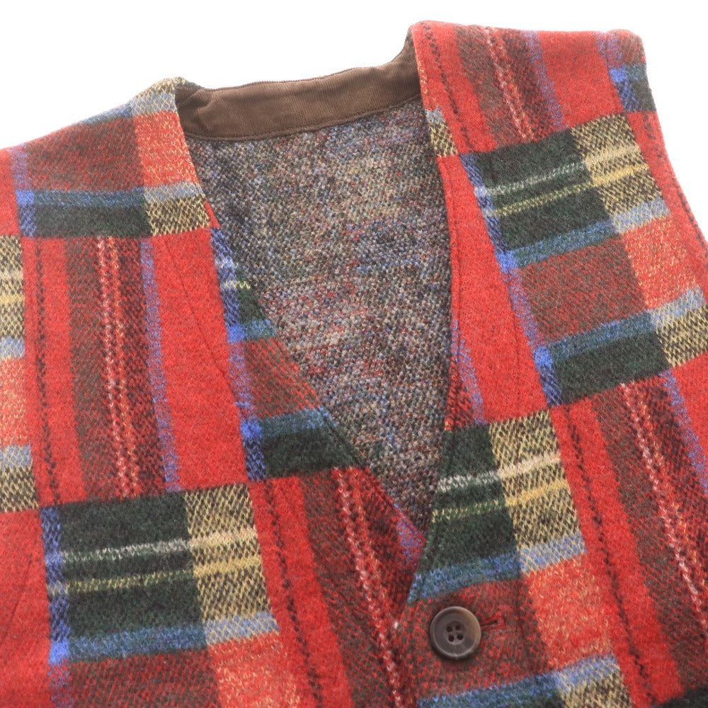 ■ BERT PULITZER バートピューリッツアー ニットベスト ノースリーブ トップス ボタン チェック柄 メンズ M マルチカラー レッド系